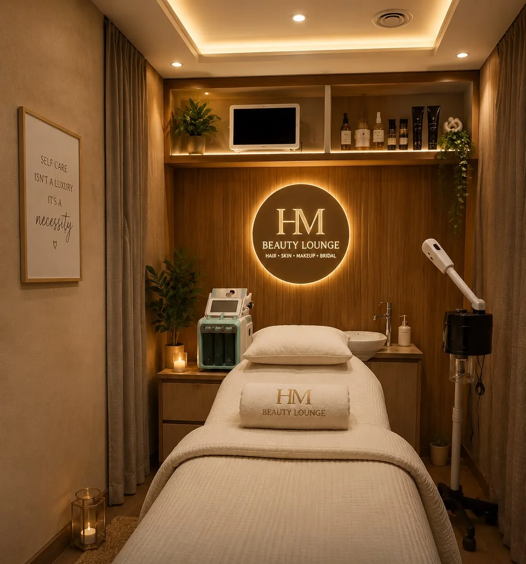 The facial room at HM Beauty Lounge