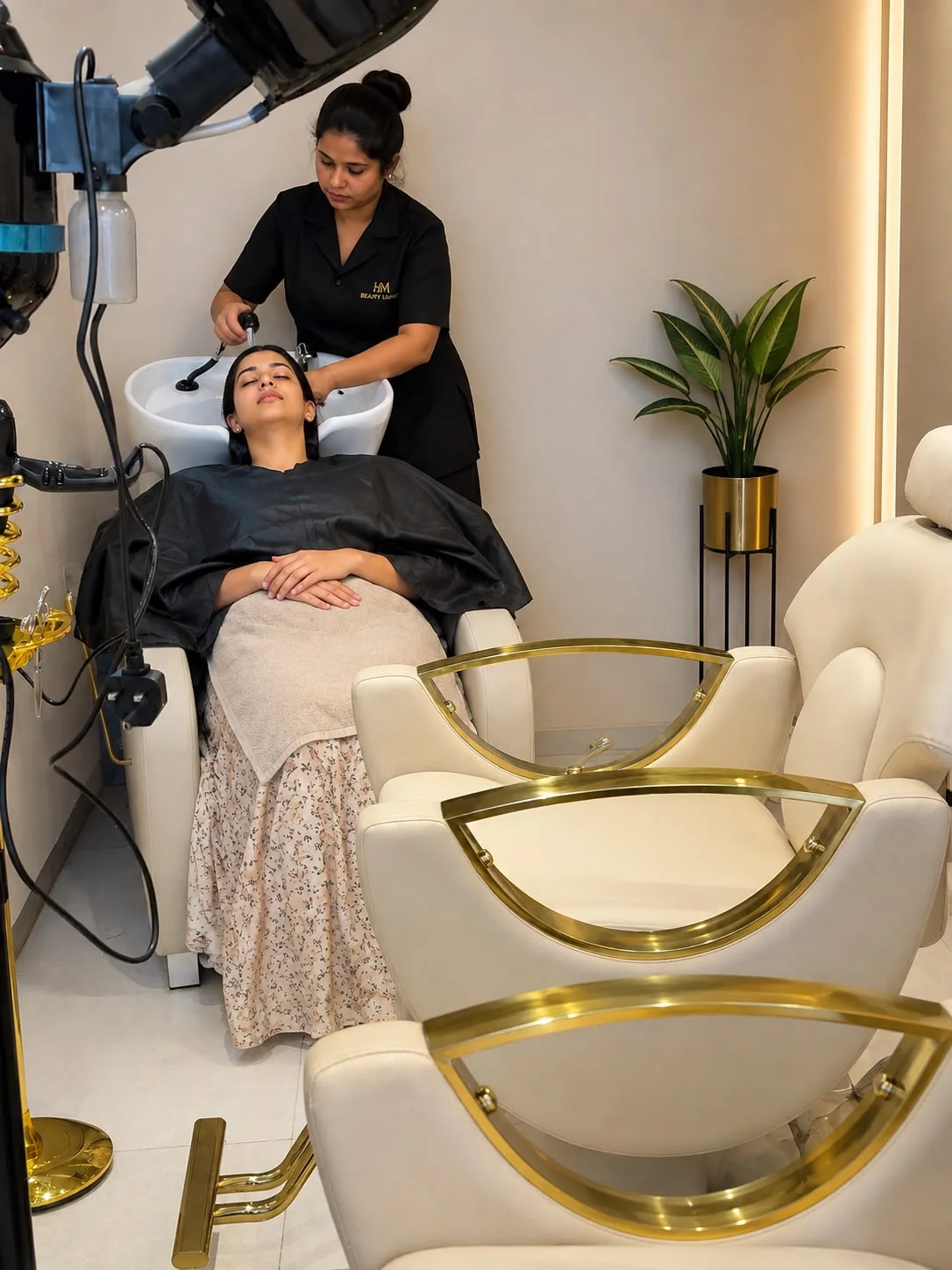 Hair wash and hair spa station at HM Beauty Lounge