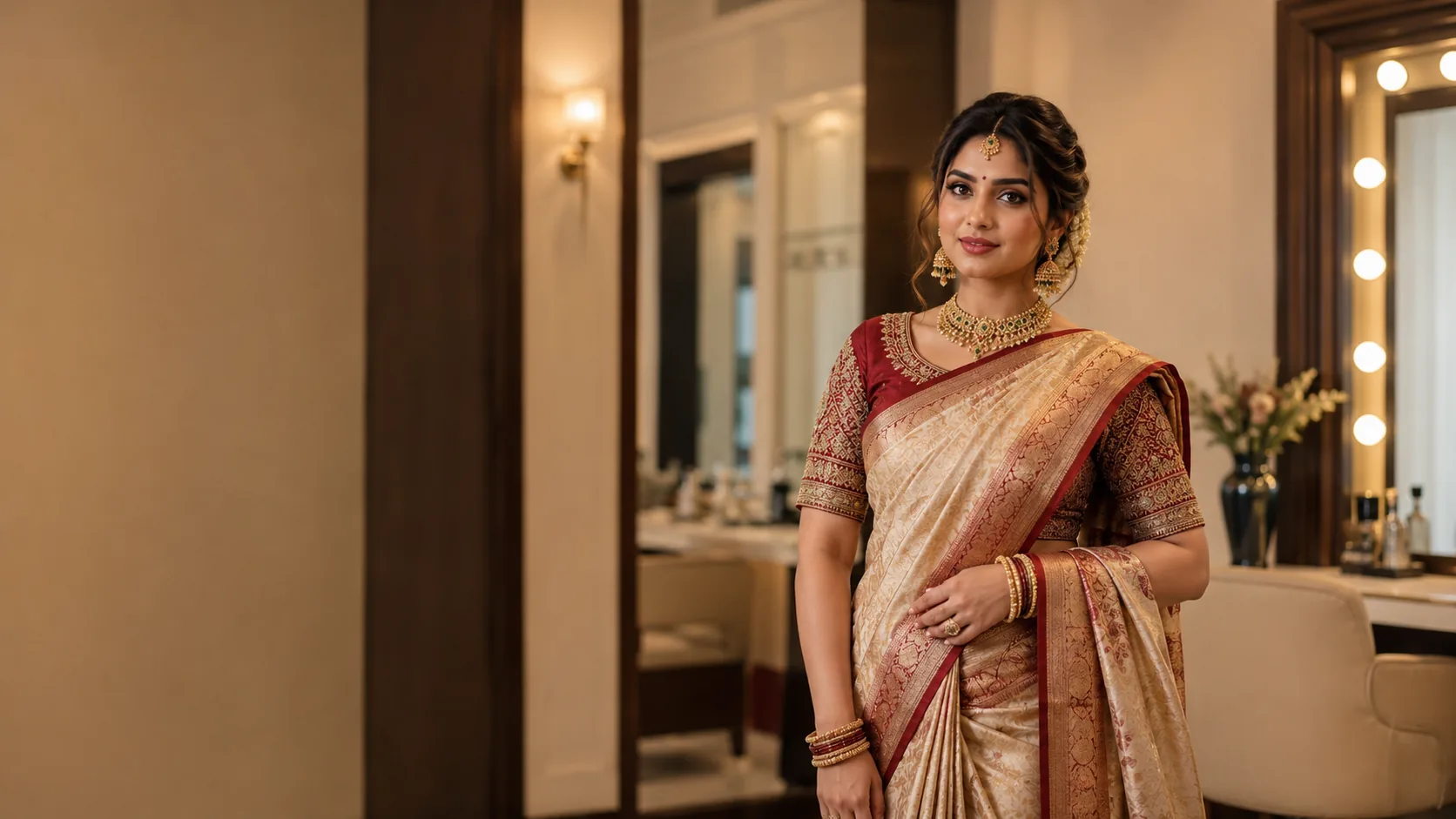 Saree pre-pleating and draping at HM Beauty Lounge